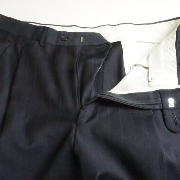 Ermenegildo Zegna Trofeo Navy Striped 100% Wool 2 Pc Suit Jacket Pants Sz 44S - Picture 13 of 13